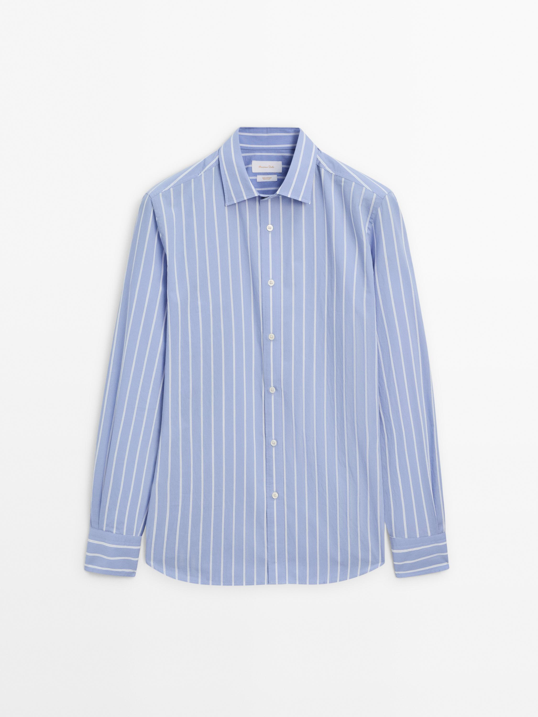 Relaxed fit double-stripe shirt - Sky blue | ZARA United States