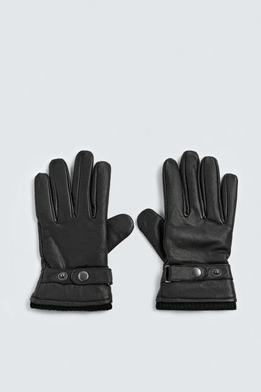 ADJUSTABLE LEATHER GLOVES - Black by Zara
