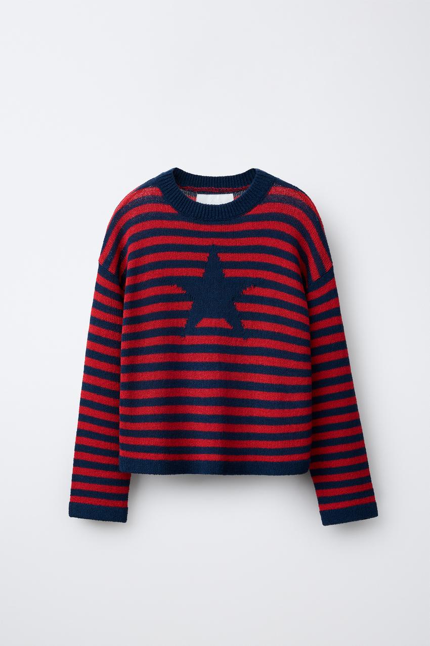 星柄ストライプニットセーター - ストライプ | ZARA Japan / 日本