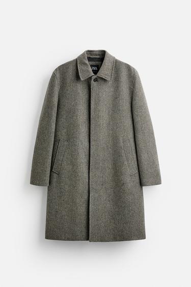 TEXTURED HERRINGBONE COAT - Brown marl by Zara