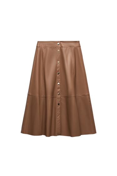 FAUX LEATHER MIDI SKIRT