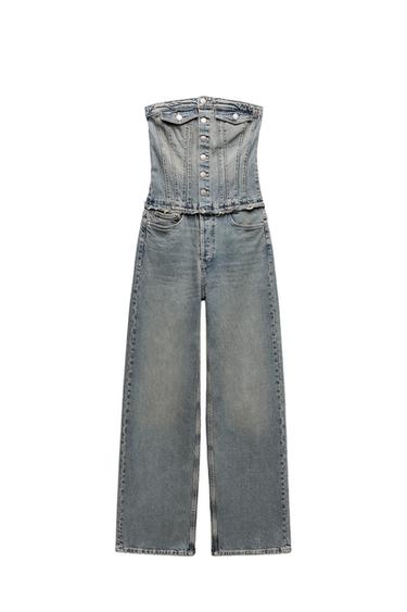 TRF STRAPLESS DENIM JUMPSUIT