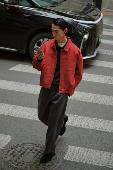 CROPPED FIT JACKET - Red by Zara