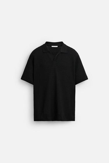 GEOMETRIKUS JACQUARD PÓLÓ – Fekete a ZARA-tól