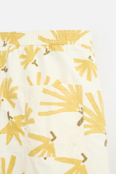 FLORAL PRINT LONG SWIMMING TRUNKS - Ecru by Zara - Image 9