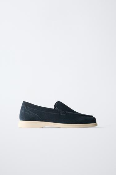 SPLIT SUEDE DECK SHOES - Navy Blue by Zara