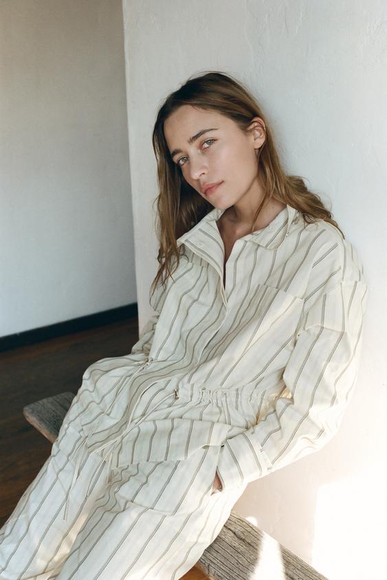 STRIPED PAJAMA SHIRT WITH POCKETS