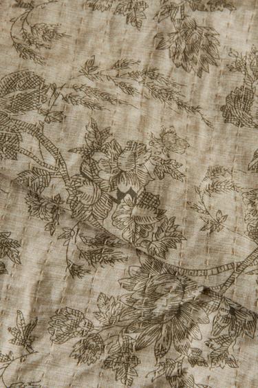 FLORAL COTTON AND LINEN QUILT - Light beige by Zara - Image 3