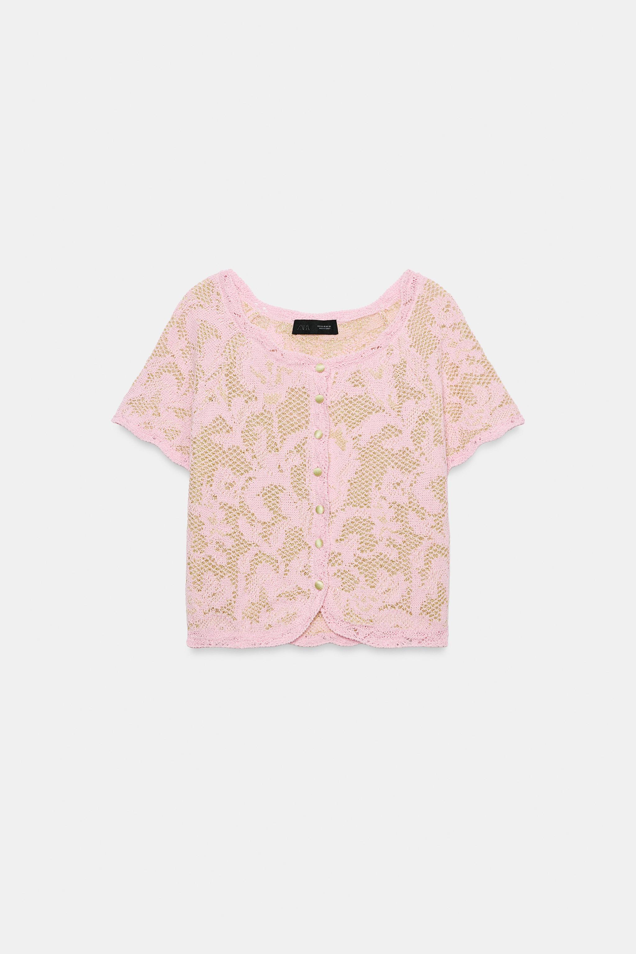 SHORT SLEEVE JACQUARD CARDIGAN - only one | ZARA Canada