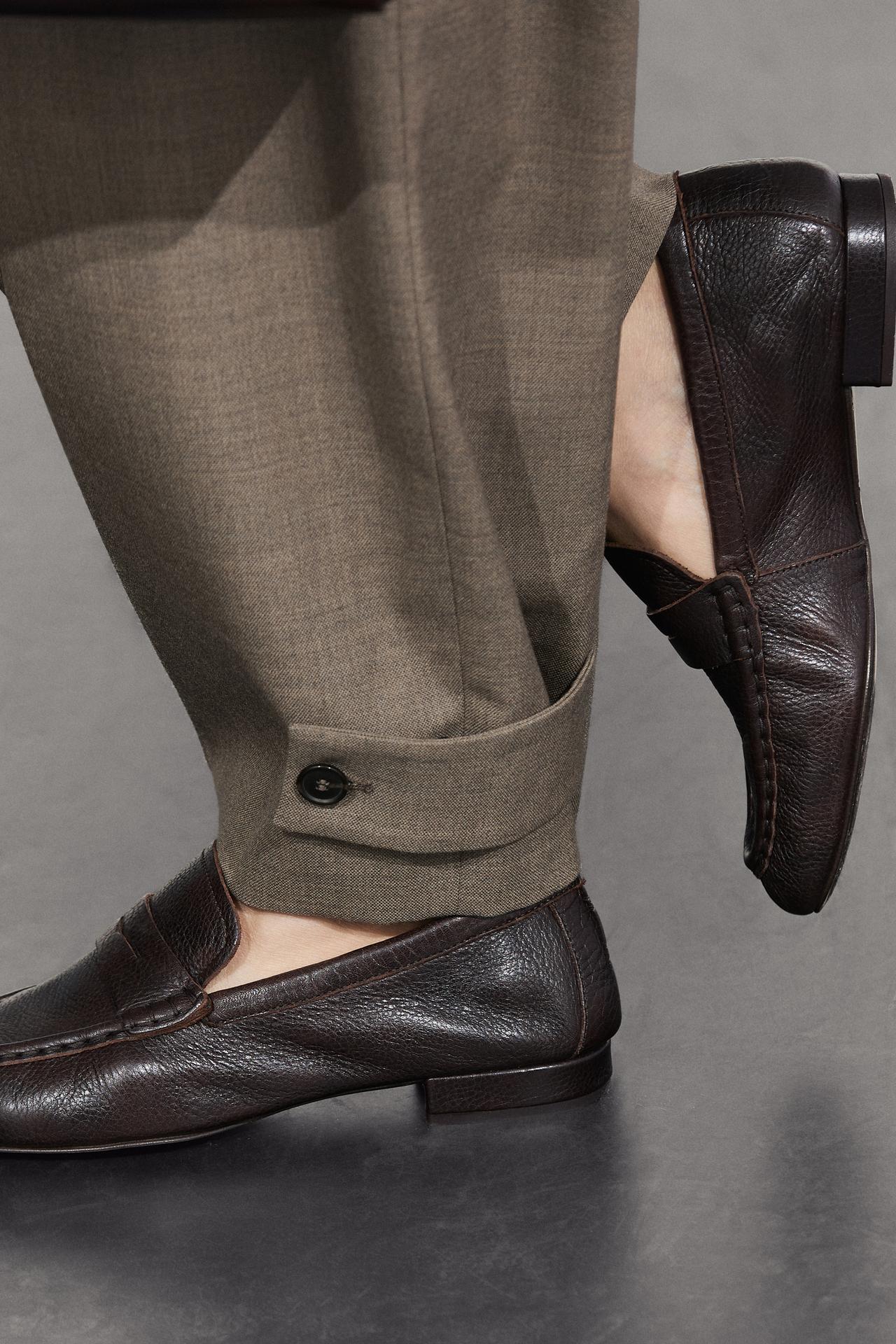 100% wool darted trousers with hem detail — Mid-mink