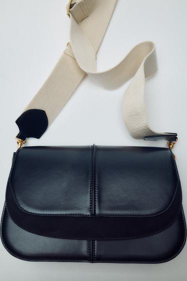 Zara FLAP CROSSBODY BAG - Black