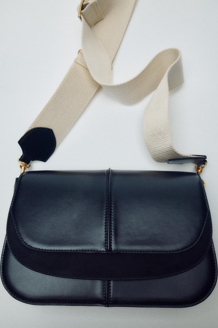 CROSSBODY BAG WITH FLAP — Black