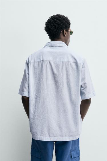 CHEMISE À CARREAUX TEXTURÉE - Bleu / Blanc de Zara - Image 2