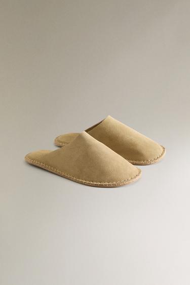 CHAUSSONS CUIR SURPIQÛRE - Beige clair de Zara - Image 2