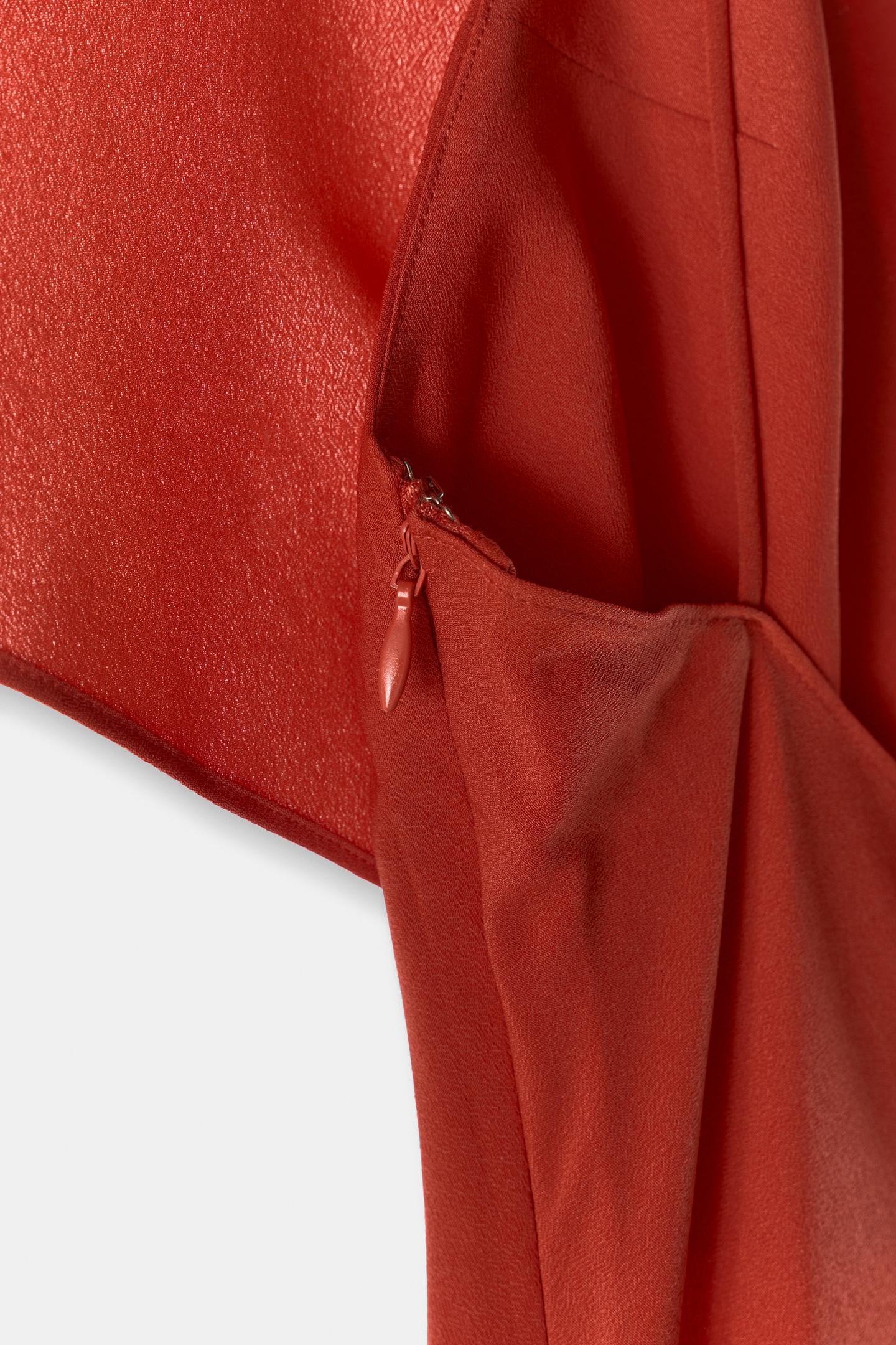 Женское платье Zara Long Georgette Cape, цвет: Красный — фото 6