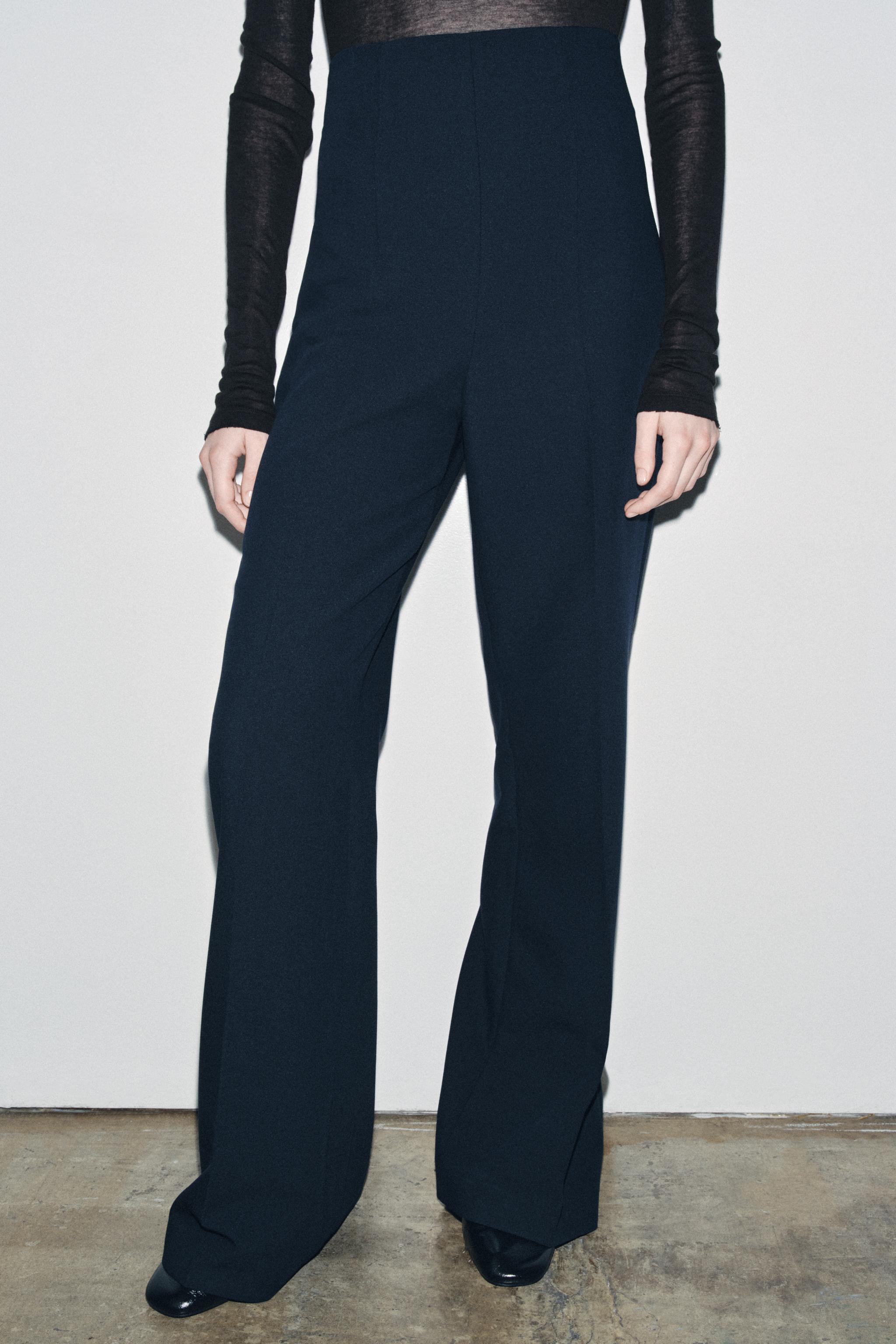 HIGH-WAISTED ZIPPER PANTS ZW COLLECTION - Navy blue | ZARA
