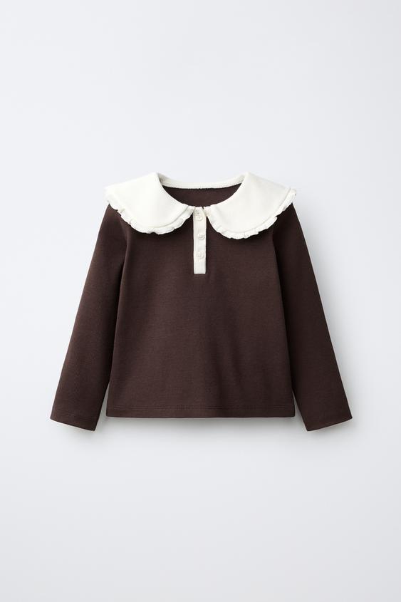 RIB-SHIRT MIT PUPPENKRAGEN - Braun von Zara - Bild 0