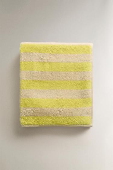 SERVIETTE PLAGE ENFANT COTON RAYURES - Jaune de Zara - Image 3