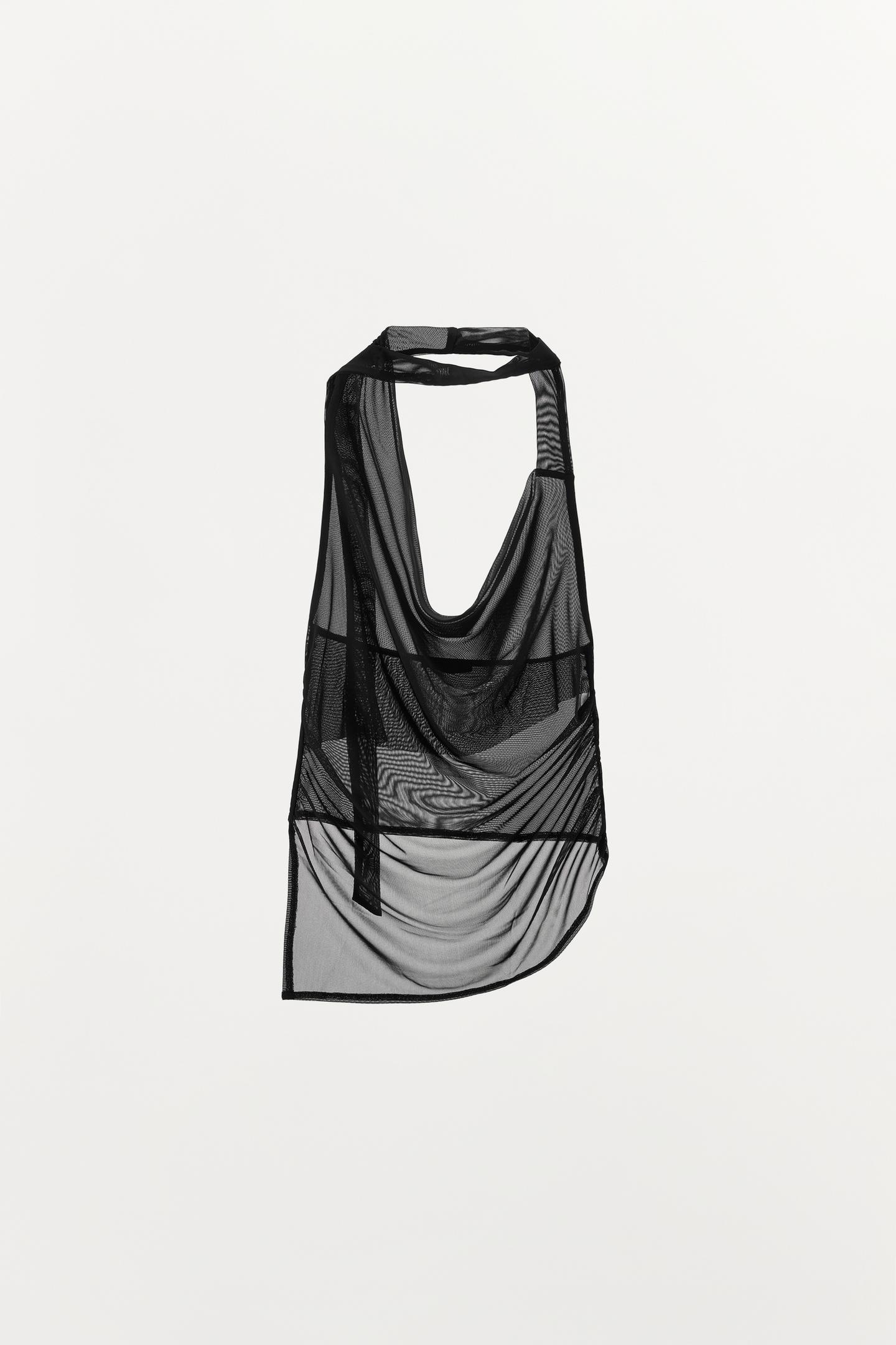 Женский топ Zara Tulle Halter Top, цвет: Чёрный — фото 6