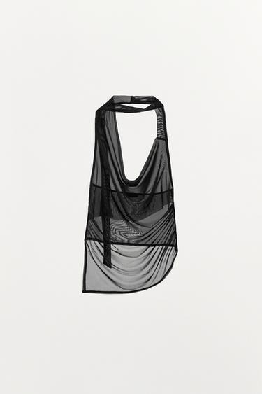 TOP MIT HALTERNECK AUS TULL - Schwarz von Zara