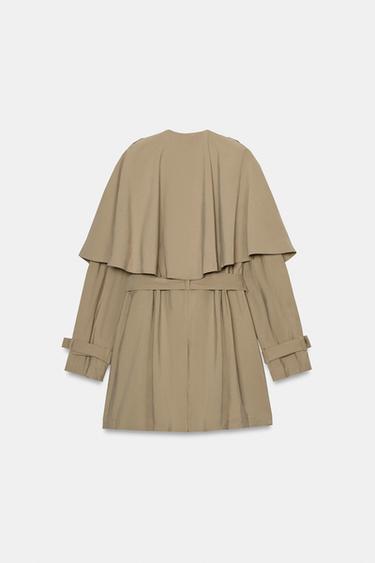ZW COLLECTION SHORT FLOWING TRENCH COAT - Dark beige by Zara - Image 4