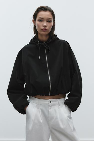 GEWAXTE JACK MET CAPUCHON - Zwart van Zara