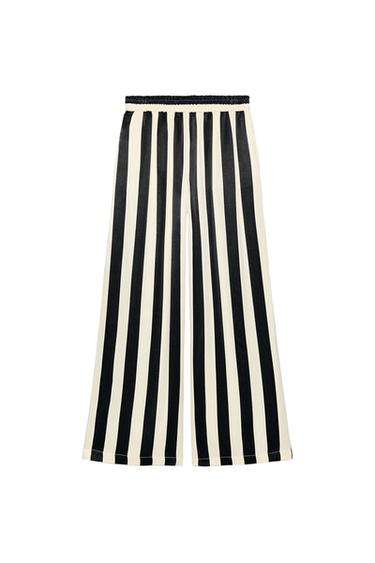 STRIPED WIDE-LEG TROUSERS