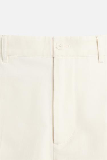 REGULAR FIT HERRINGBONE TROUSERS - Oyster-white by Zara - Image 8