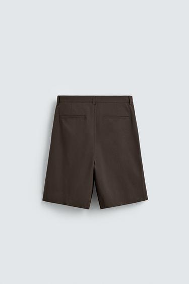 RELAXED FIT PLEATED BERMUDA SHORTS - Chocolate by Zara - Image 6