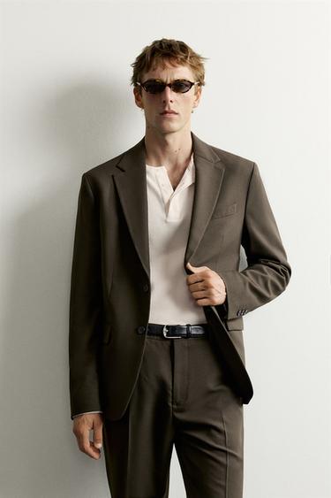 SLIM FIT SUIT BLAZER - Dark khaki by Zara