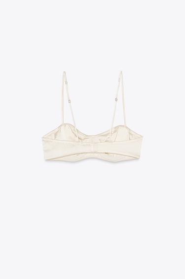 LIMITED EDITION SILK SATIN BRALETTE - Oyster-white by Zara - Image 4