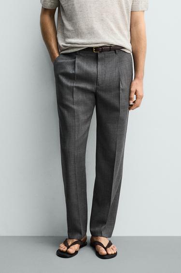 100% WOOL REGULAR FIT TROUSERS - Grey by Zara