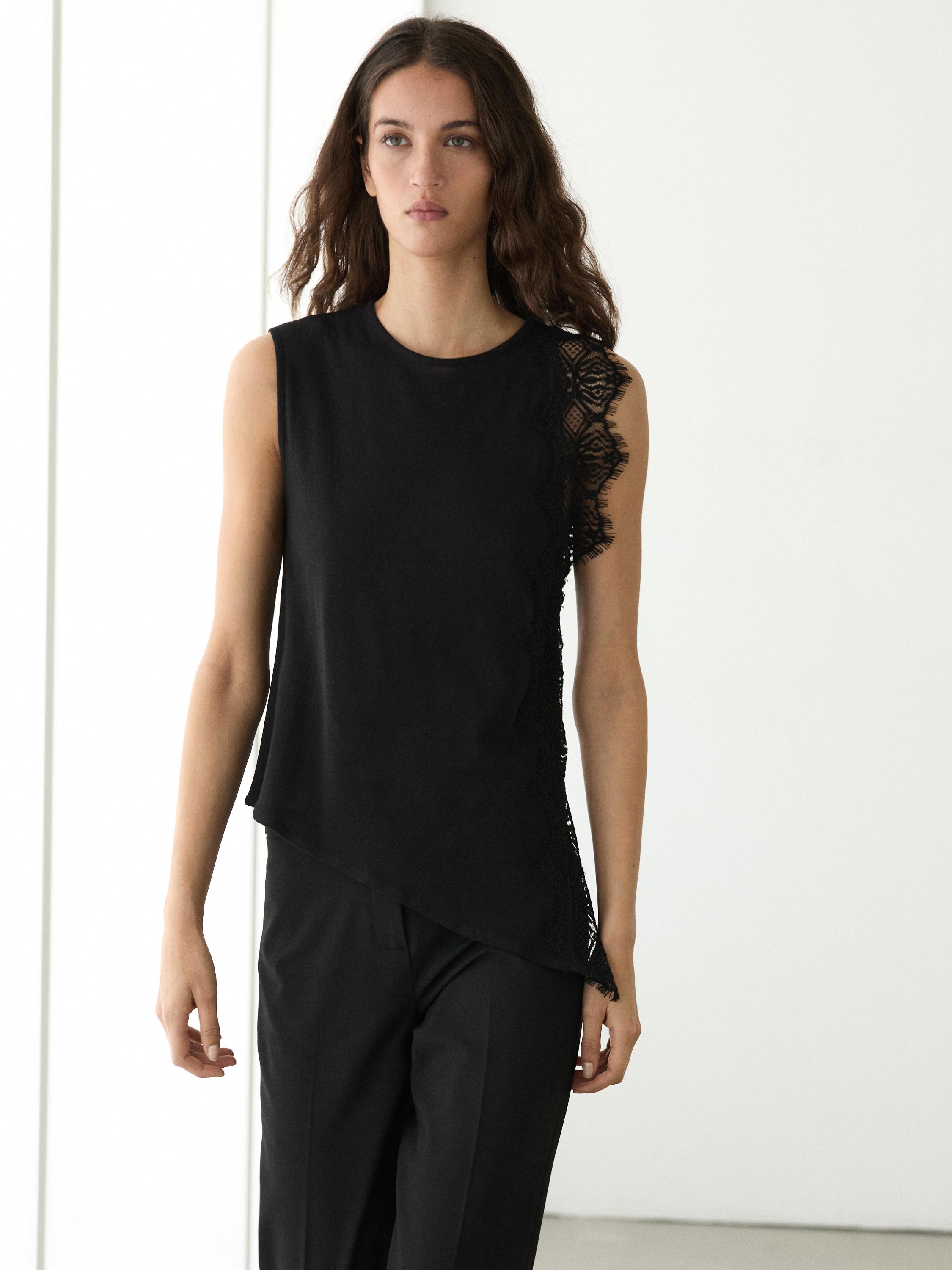 Sleeveless top with lace detail