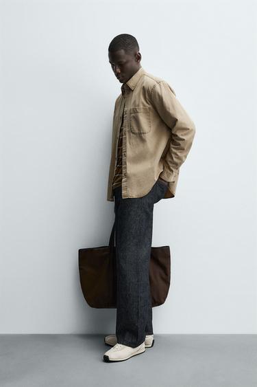 CHEMISE STRUCTURÉE TWILL DÉLAVÉE - Marron clair de Zara - Image 3