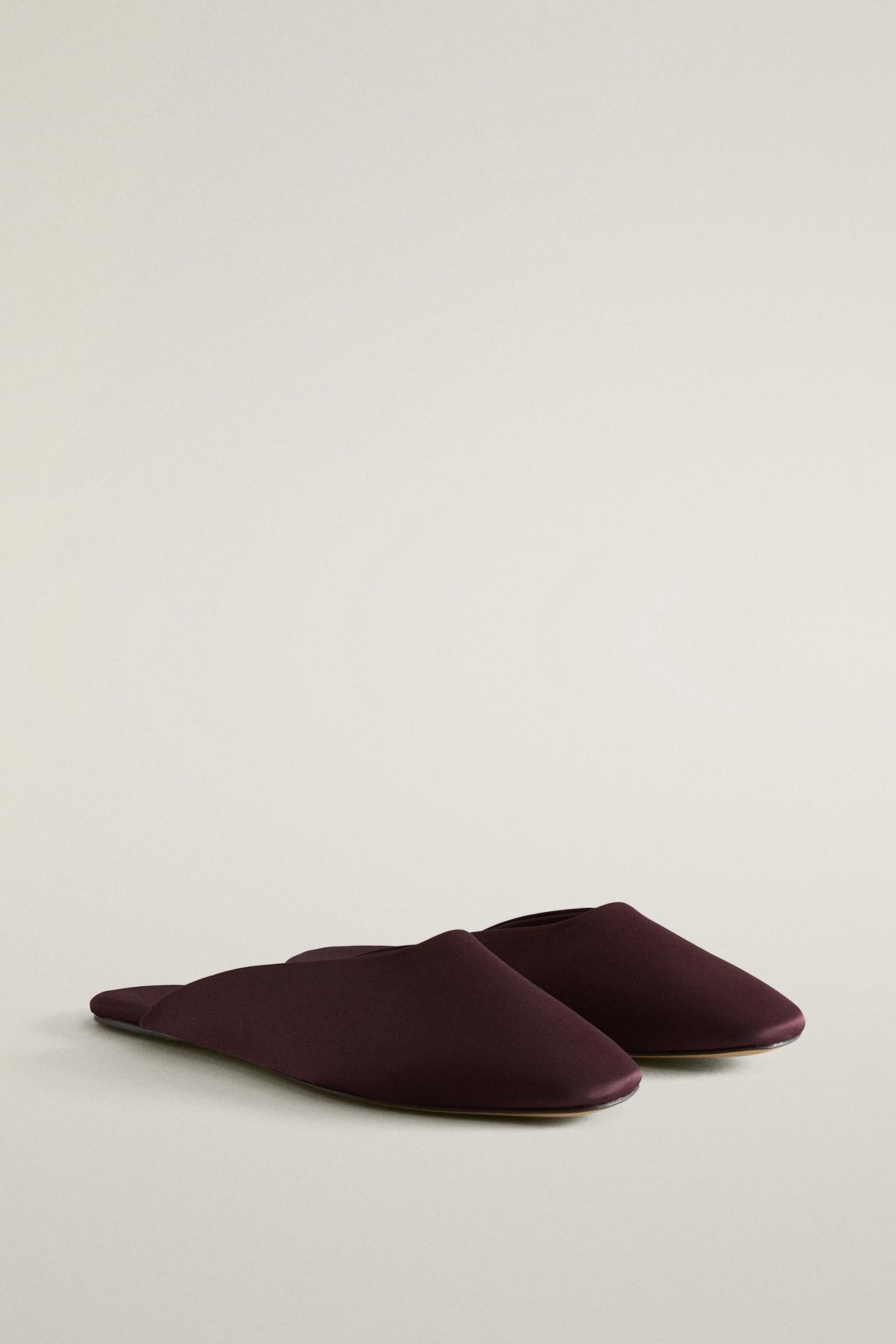 SATEEN MULES — Burgundy Red