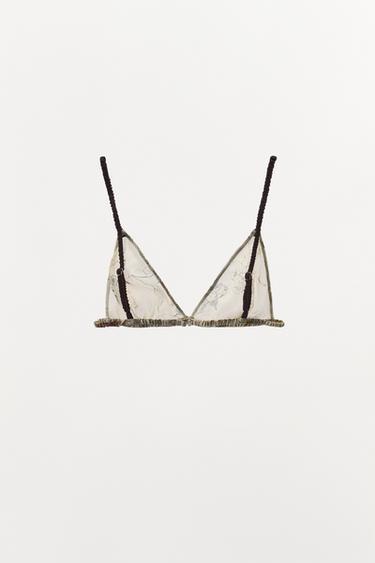 SOUTIEN-GORGE TRIANGLE À IMPRIMÉ FLEURS - Écru de Zara - Image 1