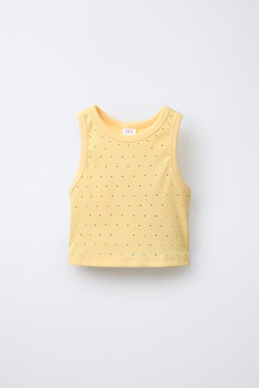 CAMISETA RIB TACHAS - Amarillo de Zara