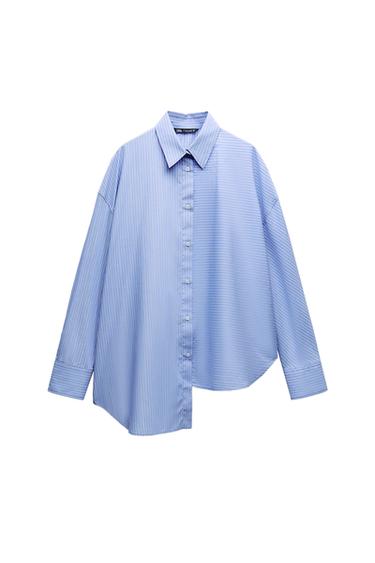 OVERSIZE ASYMMETRIC SHIRT WITH CONTRAST STRIPES