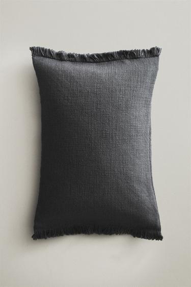 STRIPED CUSHION COVER WITH FRINGING - Blue / Grey by Zara - Image 4