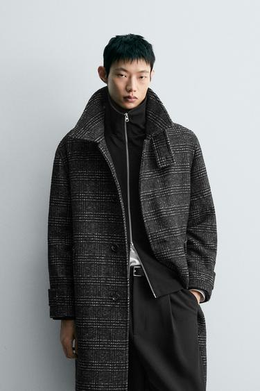RELAXED FIT CHECK COAT - Grey marl by Zara