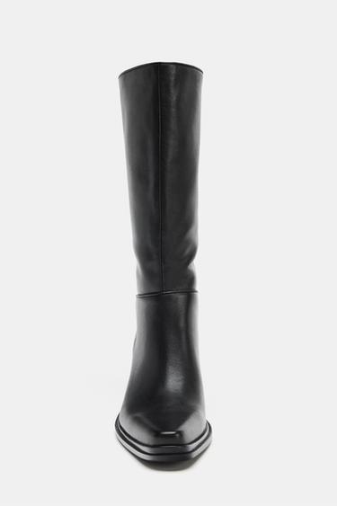 BOTTINES EN CUIR STYLE COW-BOY - Noir de Zara - Image 3