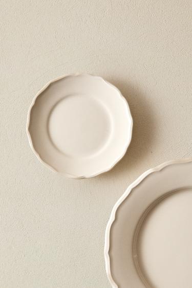 EARTHENWARE SIDE PLATE WITH RAISED-DESIGN EDGE - Ecru by Zara - Image 5