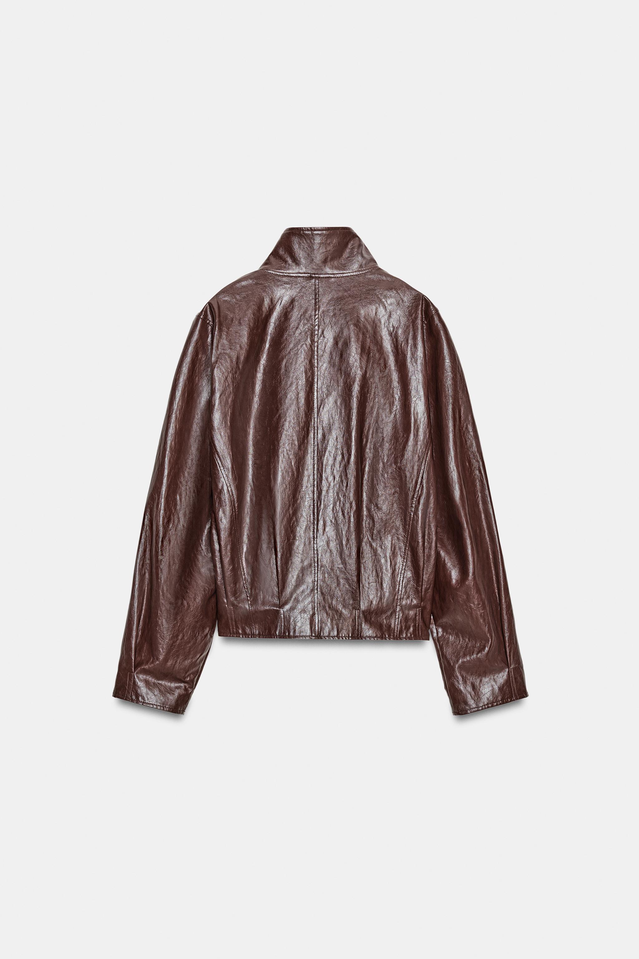 ZW COLLECTION フェイクレザージャケット - バーガンディ | ZARA Japan