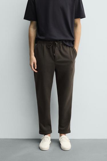 EASY CARE JOGGER WAIST TROUSERS - Green marl by Zara