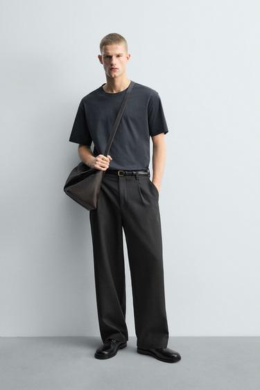 LIMITED EDITION MERCERISED SHORT SLEEVE T-SHIRT - Dark grey by Zara