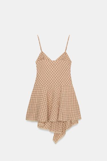 ROBE COURTE À CARREAUX ET DENTELLE - 089 de Zara - Image 9