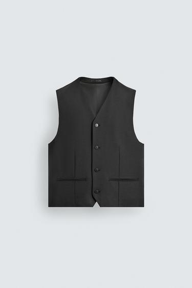 STRUCTURED WAISTCOAT WITH WOOL - Black by Zara