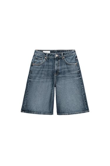 BERMUDE BAGGY DENIM TRF CU TALIE MEDIE - Albastru de la Zara