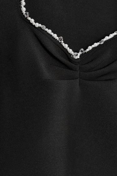 METALLIC THREAD STRETCH TOP - Black by Zara