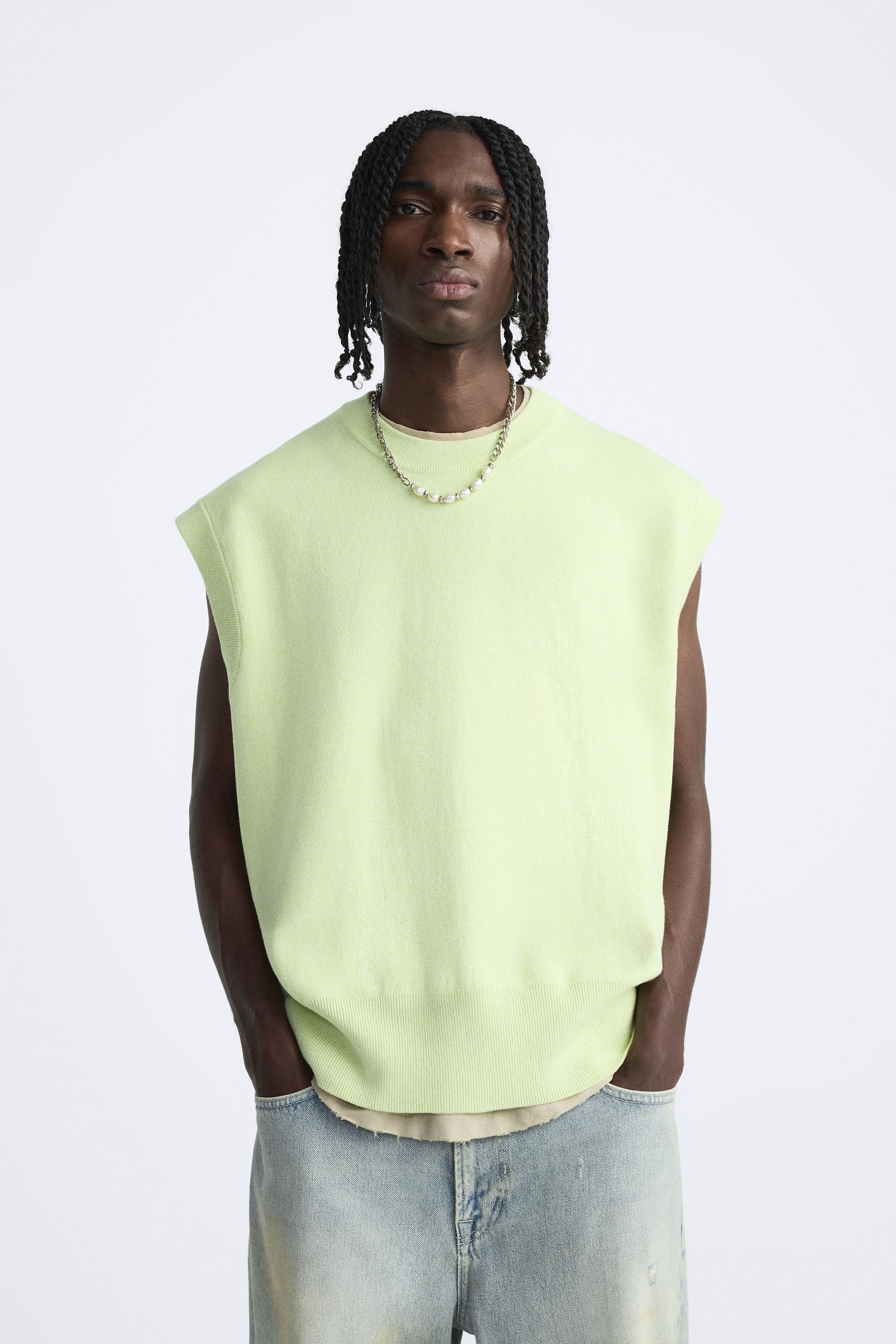 COTTON KNIT VEST - Green marl | ZARA United States